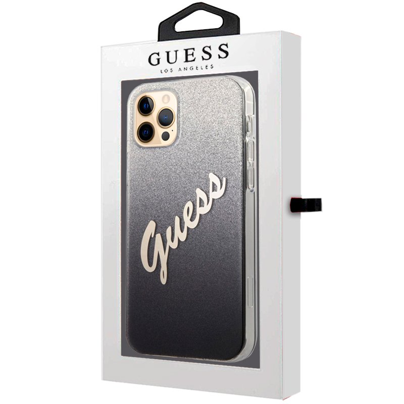 Carcasa Cool Para Iphone 12 Pro Max Licencia Guess Glitter Negro 2961